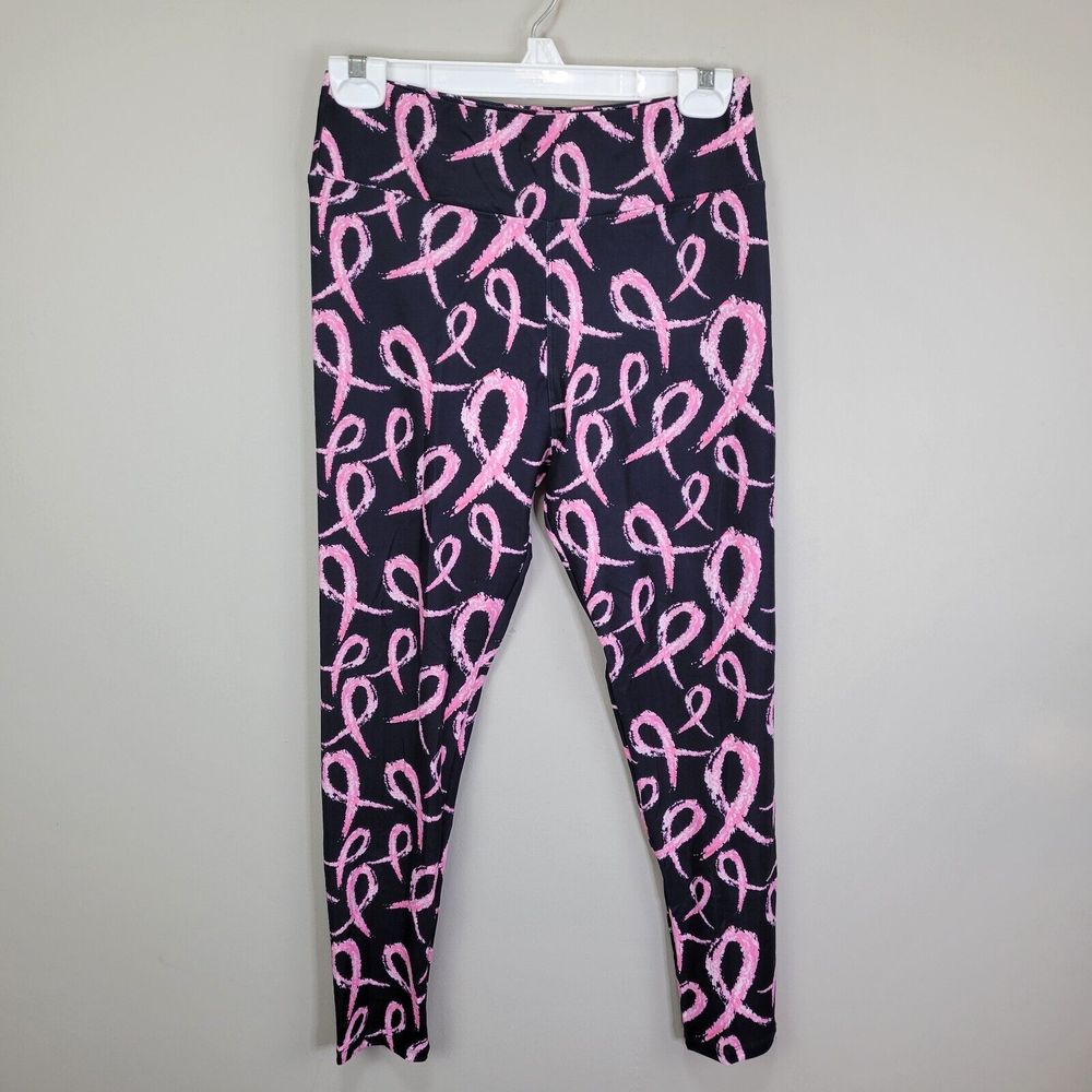 Pink Ribbon Awareness Polyester Spandex Ankle Leggings One Size Fits All